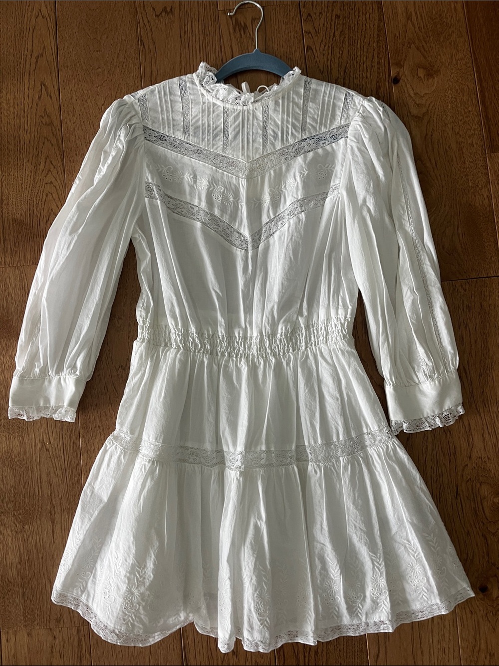 LoveShackFancy White Embroidered Mini Dress